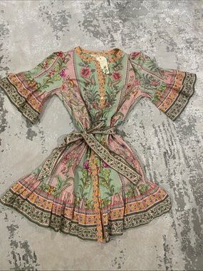 Zimmerman inspired Floral Tie-Waist Dress - Pink & Mint